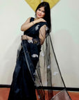 BLACK Matka Muslin jamdani Saree