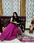 WINE Matka Muslin jamdani Saree