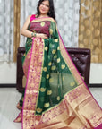 Banarasi organza bottle green