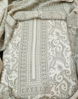 OFF WHITE AND GREY PASHMINA DRESS MATERIAL