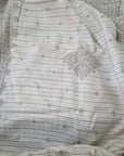 OFF WHITE AND GREY PASHMINA DRESS MATERIAL