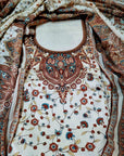 PEACH BEIGE KARANCHI PRINT DRESS MATERIAL