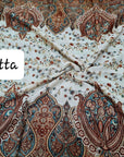 PEACH BEIGE KARANCHI PRINT DRESS MATERIAL