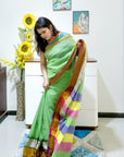 Rainbow border Soft cotton saree