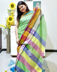 Rainbow border Soft cotton saree