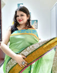 Rainbow border Soft cotton saree