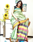 Rainbow border Soft cotton saree