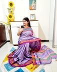 Rainbow border Soft cotton saree