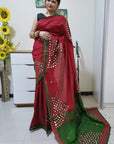 Mirror work Handloom Saree