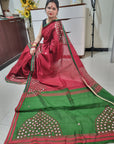 Mirror work Handloom Saree