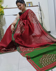 Mirror work Handloom Saree