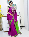 Mirror work Handloom Saree