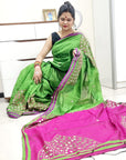 Mirror work Handloom Saree