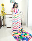 Digitally Printed Multicolor Saree