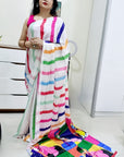 Digitally Printed Multicolor Saree