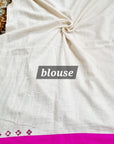 Khes soft cotton mirror work white pink saree