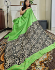 Khes soft cotton bengal handloom fusion saree