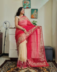 Premium quality supernet aari work saree