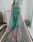 Rama green kalamkari print khadi silk saree