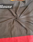 Black and red silver lining bengal handloom soft cotton saree