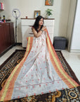 White & red sindur khela bengal tant cotton saree