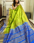South Raw silk golden zari peacock weaving saree