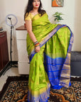 South Raw silk golden zari peacock weaving saree