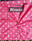Pink soft silk silver zari peacock weaving saree