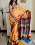 Rainbow border Soft cotton saree