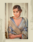 Grey Banarasi zari Boota Art silk
