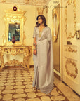 LIGHT GREY Kanjeevaram Semi-silk saree