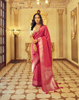 DARK PINK Kanjeevaram Semi-silk saree