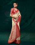 सॉफ्ट सैटिन ऑर्गेंज़ा साड़ी