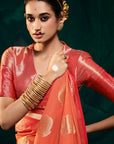 सॉफ्ट सैटिन ऑर्गेंज़ा साड़ी