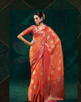 सॉफ्ट सैटिन ऑर्गेंज़ा साड़ी