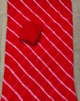 RED PURE GEORGETTE LEHARIYA WITH ZARI BORDER