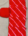 RED PURE GEORGETTE LEHARIYA WITH ZARI BORDER