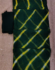GREEN PURE GEORGETTE LEHARIYA WITH ZARI BORDER