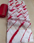 WHITE PURE GEORGETTE SATIN BORDER LEHARIYA