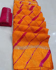 ORANGE PURE GEORGETTE SATIN BORDER LEHARIYA
