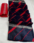 BLACK PURE GEORGETTE SATIN BORDER LEHARIYA