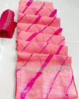PINK PURE GEORGETTE SATIN BORDER LEHARIYA