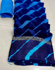 BLUE PURE GEORGETTE SATIN BORDER LEHARIYA