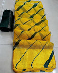 YELLOW PURE GEORGETTE SATIN BORDER LEHARIYA