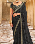 PRINTED BANDHANI WITH DESIGNER BLOUSE