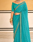 PRINTED BANDHANI WITH DESIGNER BLOUSE