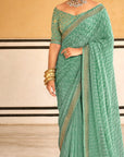 PRINTED BANDHANI WITH DESIGNER BLOUSE