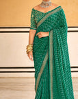 PRINTED BANDHANI WITH DESIGNER BLOUSE