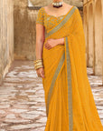 PRINTED BANDHANI WITH DESIGNER BLOUSE