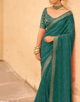 PRINTED BANDHANI WITH DESIGNER BLOUSE
